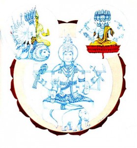 Indische Götter Sadashiva, Shakini, Ambara