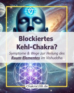Person mit leuchtendem Vishuddha-Chakra vor Weltraum-Hintergrund